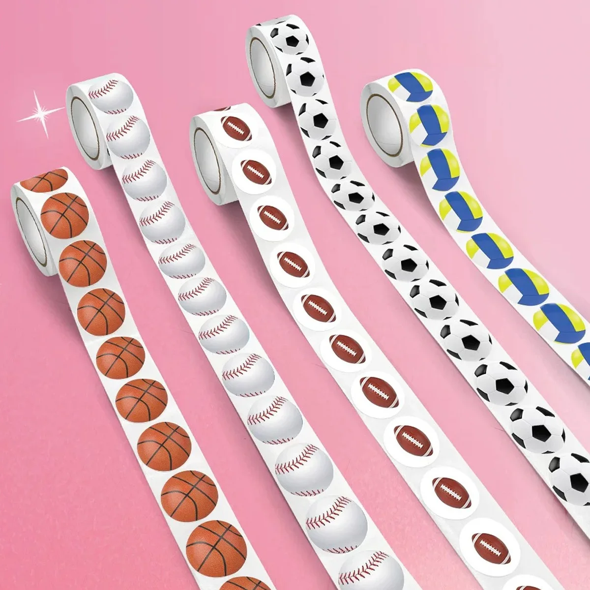 500Pcs Soccer Basketball Volleyball Stickers Self Adhesive Sports Ball Labels Roll For Party Team Gift Supplies image 4