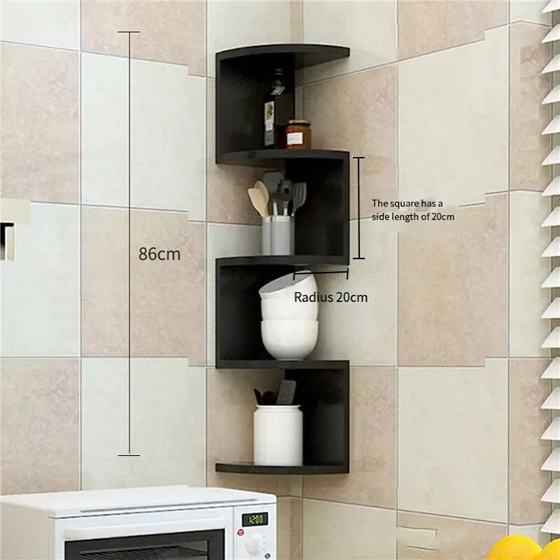 ABUL-Corner Shelf Corner Corner Punching-Free Wall Bedroom Living Room Corner Bookshelf Kitchen Triangle Cabinet Storage Rack - view 6