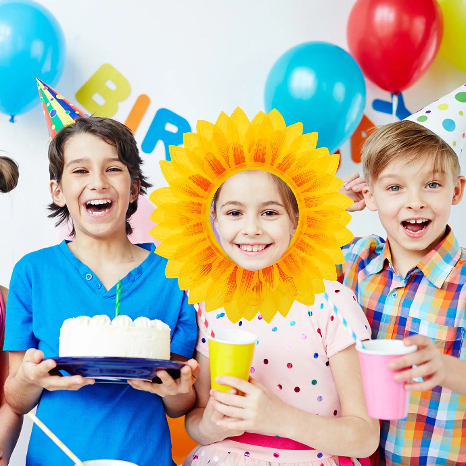 1 set zonnebloem hoofddeksel hoed handschoenen kinderen bloem kostuum accessoire voor feest cosplay halloween leuke prestatie rekwisieten