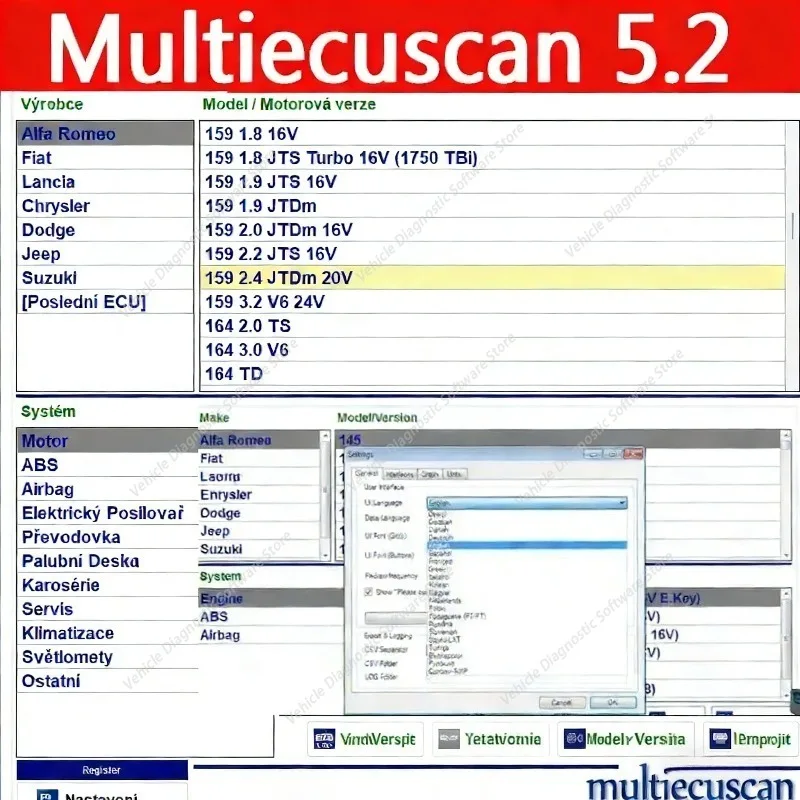 

New Multiecuscan V5.2 Registered for Fiat/Chrysler/Dodge/Jeep/Suzuki Scanner Software Work with ELM327 OBD II Diagnostic Tool