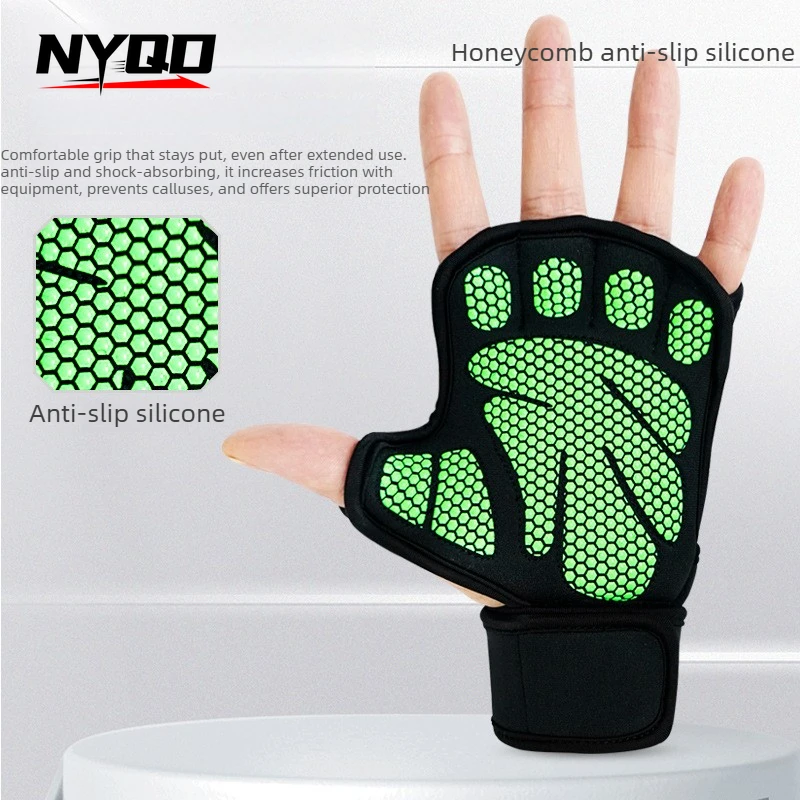 

Перчатки для фитнеса и тяжелой атлетики, для бодибилдинга, упражнений с гантелями, защиты рук и запястий, противоскользящие перчатки без пальцев.
