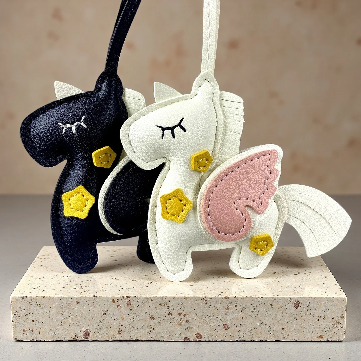 Macaron 3D PU Leather Unicorn Keychain, Thick Plump Animal Pendant, Cute Colorful Purse Accessory, Gift for Her