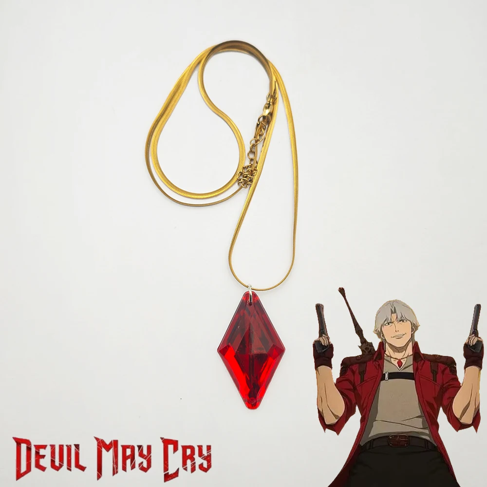 Collar de Cosplay de Anime Devil May Cry Dante, cadena de Metal de diamante rojo, accesorios de fiesta para adultos