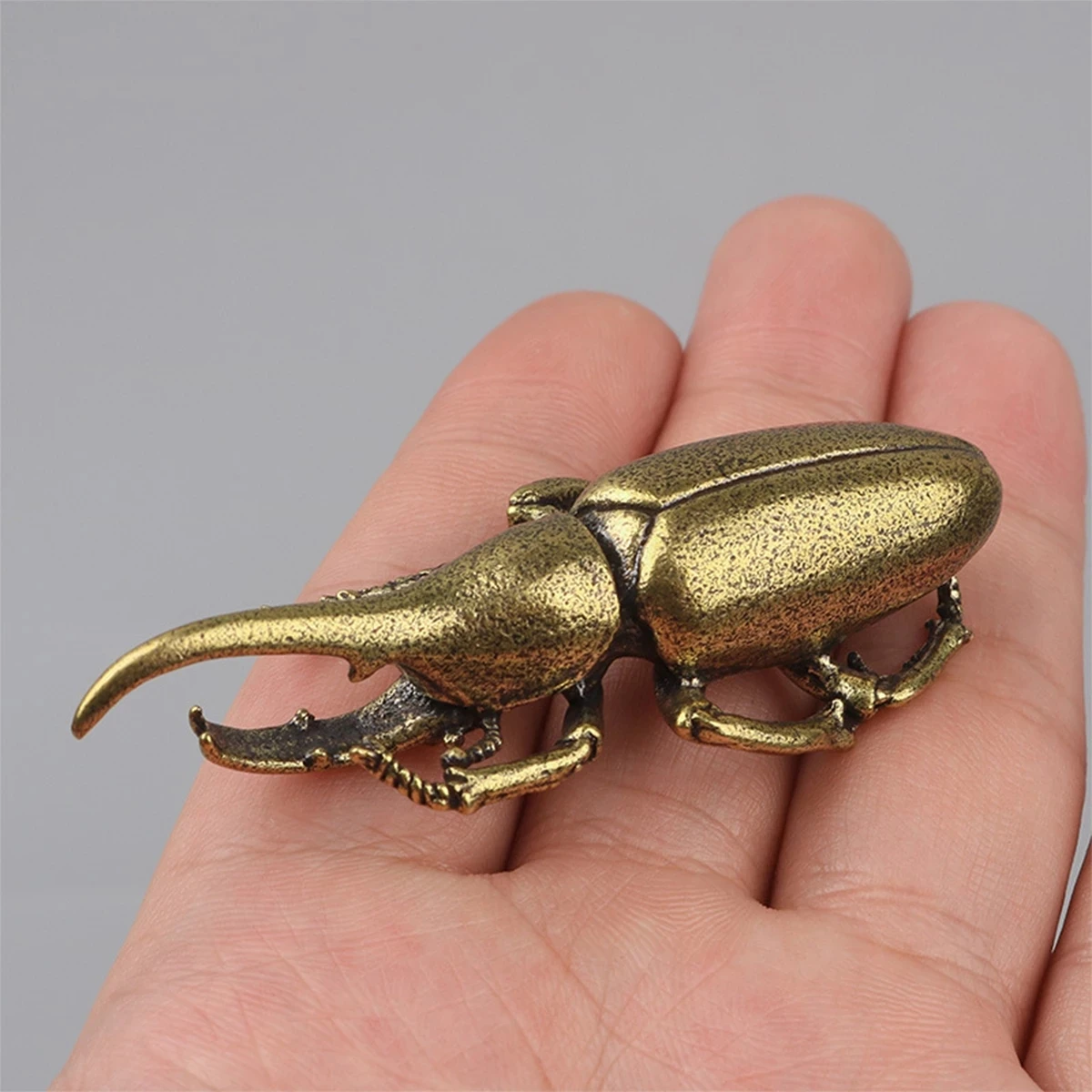 Solid Brass Beetle Ornaments Creative Unicorn Fairy Simulation Copper Insect Tea Pets Hand-played House Table Ornaments Gift