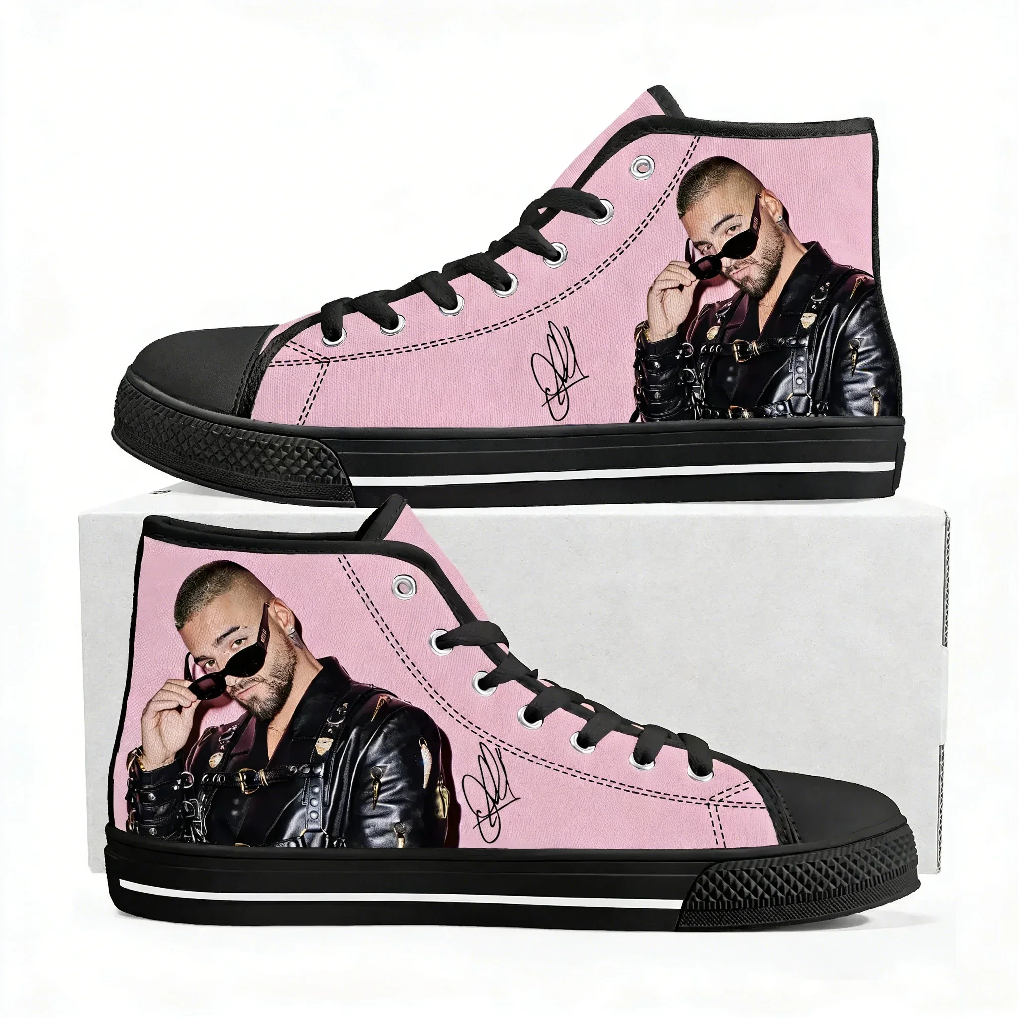 

Кроссовки Maluma с высоким верхом для мужчин, женщин и подростков, высококачественные кеды из канваса с 3D-принтом, повседневная обувь для пар, персонализированная обувь