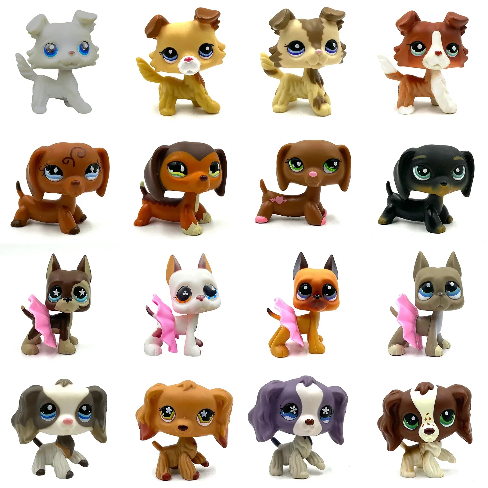 Raro littlest pet shop bobble head Toy bonito great dane colie dachshund cão spaniel filhote de cachorro animais de estimação para crianças lps