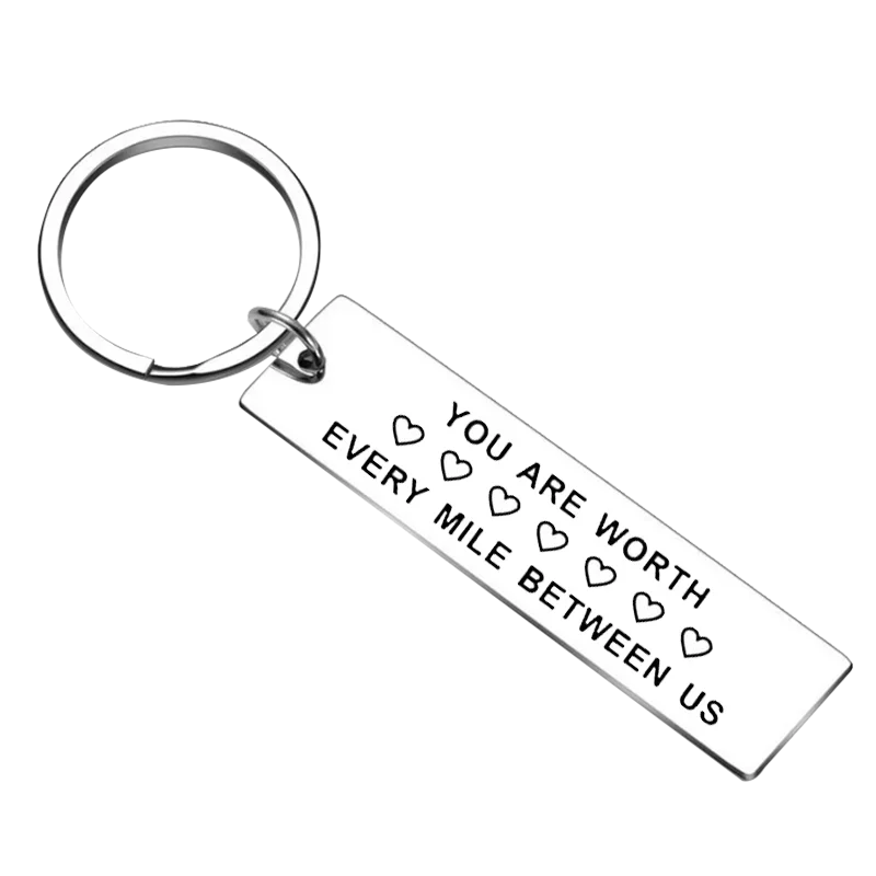 Cute Couple Keychain Pendant You Are Worth Every Mile Between Us Key Chains Valentines Day Gift