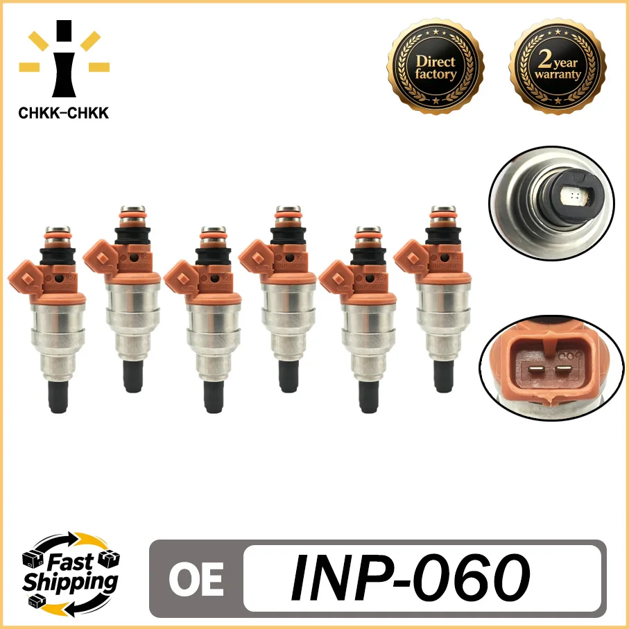 CHKK-CHKK 6X INP-060 Fuel Injector For Chrysler Cirrus Dodge Avenger Stratus 91-92 Plymouth Colt Eagle INP060 MD162524 BDH182