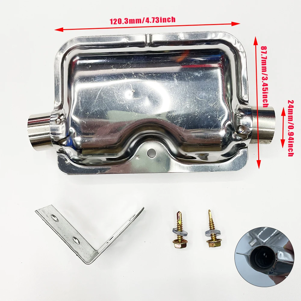 자동차 주차 히터 발전기 머플러 24mm 알루미늄 합금 배기 머플러 히터 배기 머플러 클램프가있는 소음기 파이프