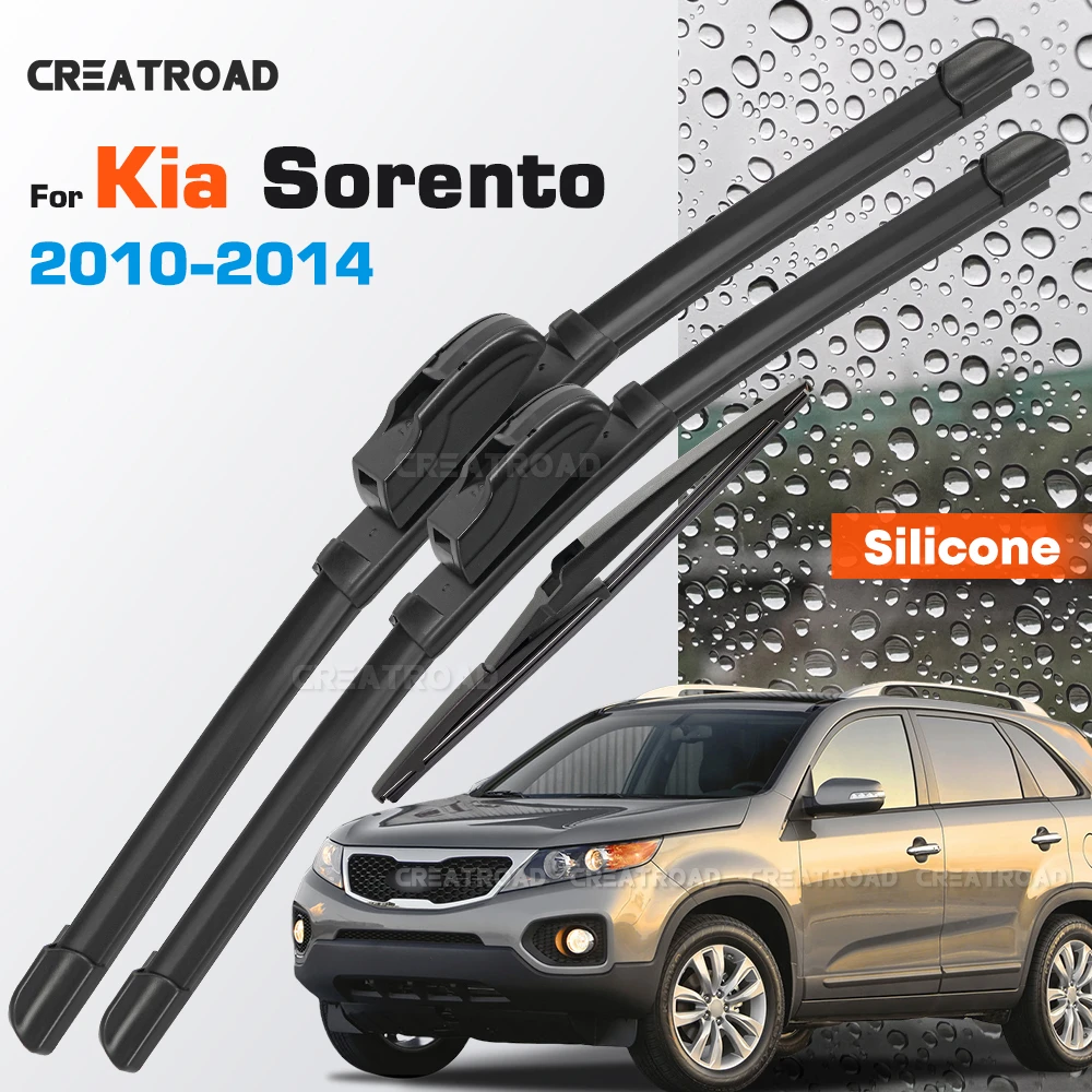 

Silicone Wiper Blades Fit For Kia Sorento XM MK2 2010 2011 2012 2013 2014 Coated Car Windshield Wipers 24"+20"+11"