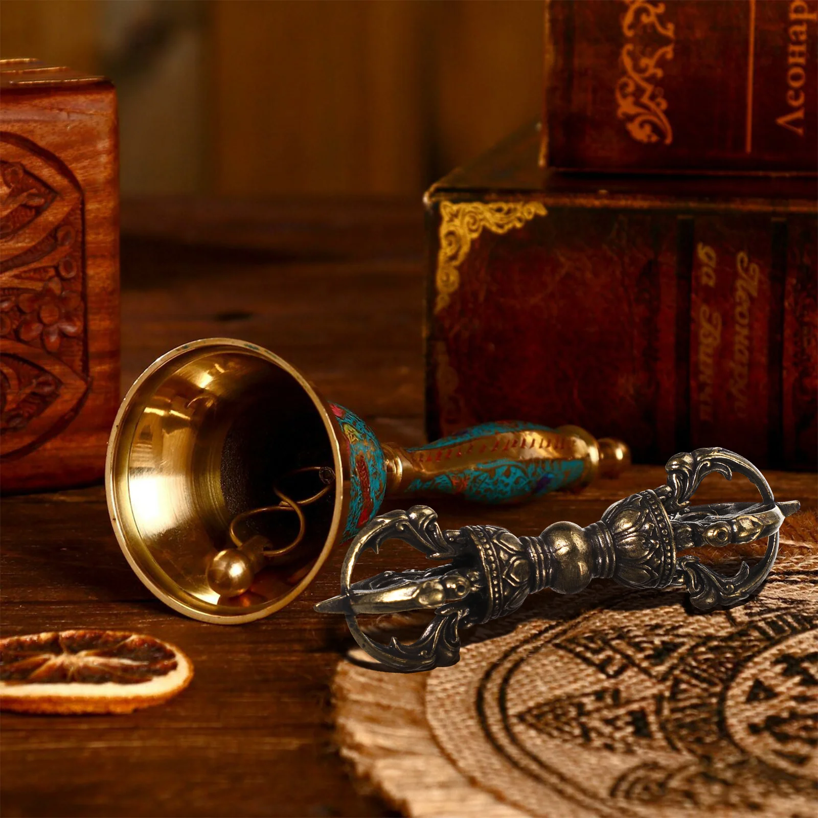 Vintage Brass Dharma Pestle Ornament Tibetan Vajra Phurba Craft Dorje Home Decoration Retro Buddhist Metal Art Spiritual Gift
