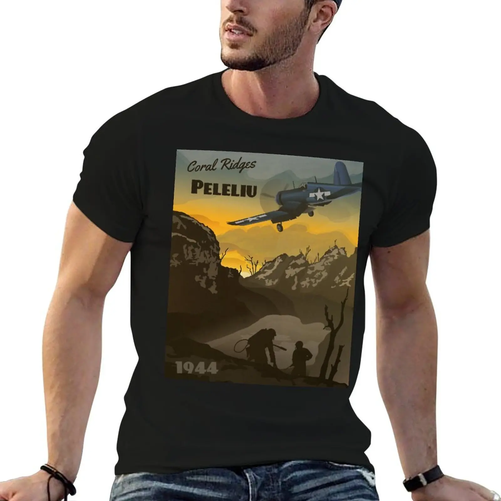 

Peleliu 1944 - Coral Ridges Travel Poster T-Shirt man t shirt heavy cotton t shirt custom print T-Shirt