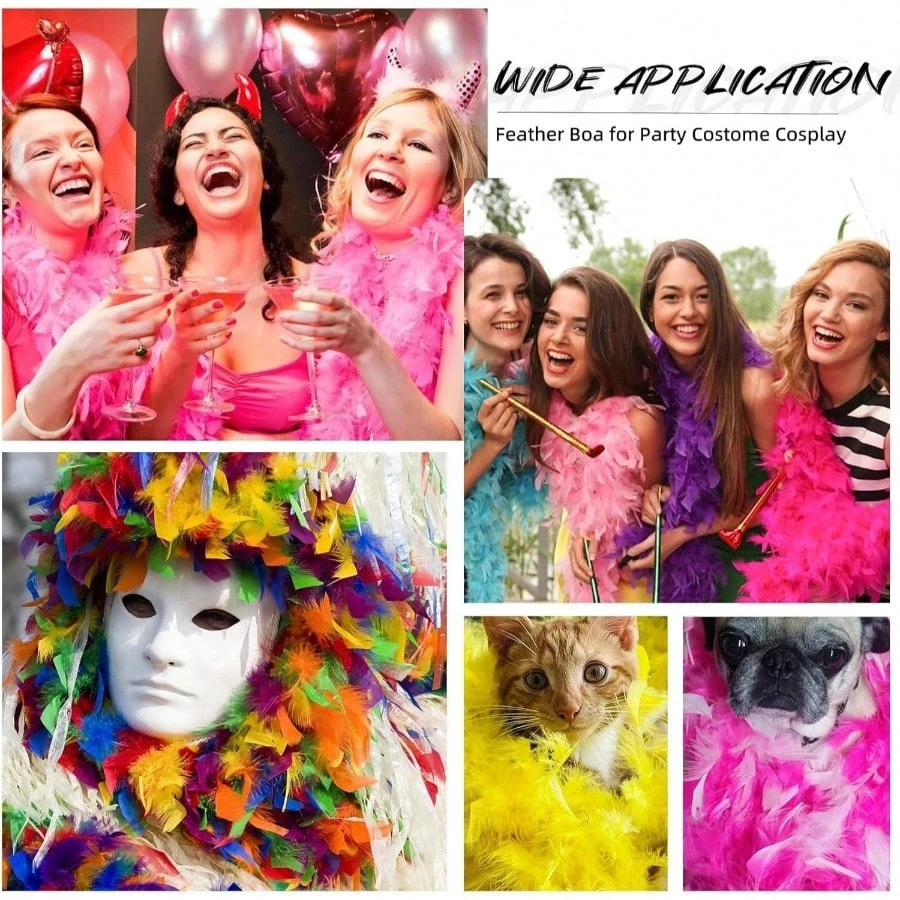 Black Feather Boa 2 Meter 40 60 90G Fluffy Chandelle Turkey Feathers for Carnival Party Dress Clothes Costume Shawl Scarf Feathe