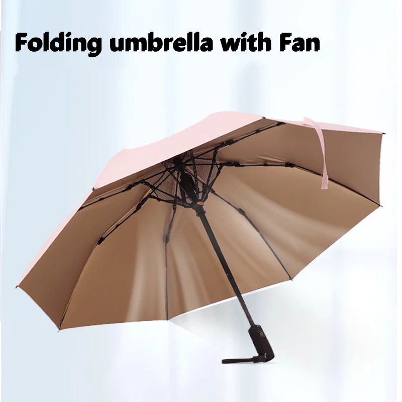 Folding Cool Summer Umbrellas with Fan USB Charge Elegant Sun-proof Anti-uv Ultra-light parasol Umbrellas for Gift