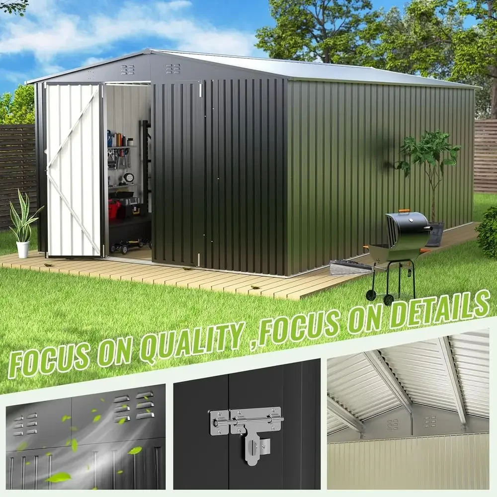 Durable Metal Outdoor Storage Shed - Lockable, Waterproof for Tools, Equipment, Ideal for Garden, Patio, Lawn view 3