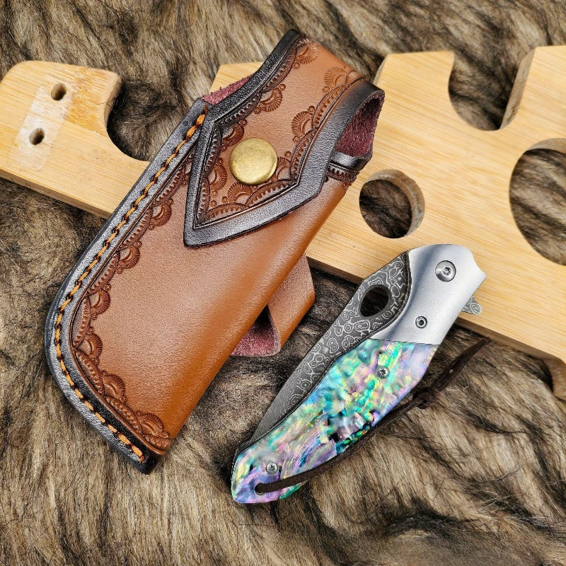 

13,5 см из воловьей кожи с тиснением, чехол для ножа для кемпинга, держатель для ремня, универсальный для складных ножей, кожаные ножны
