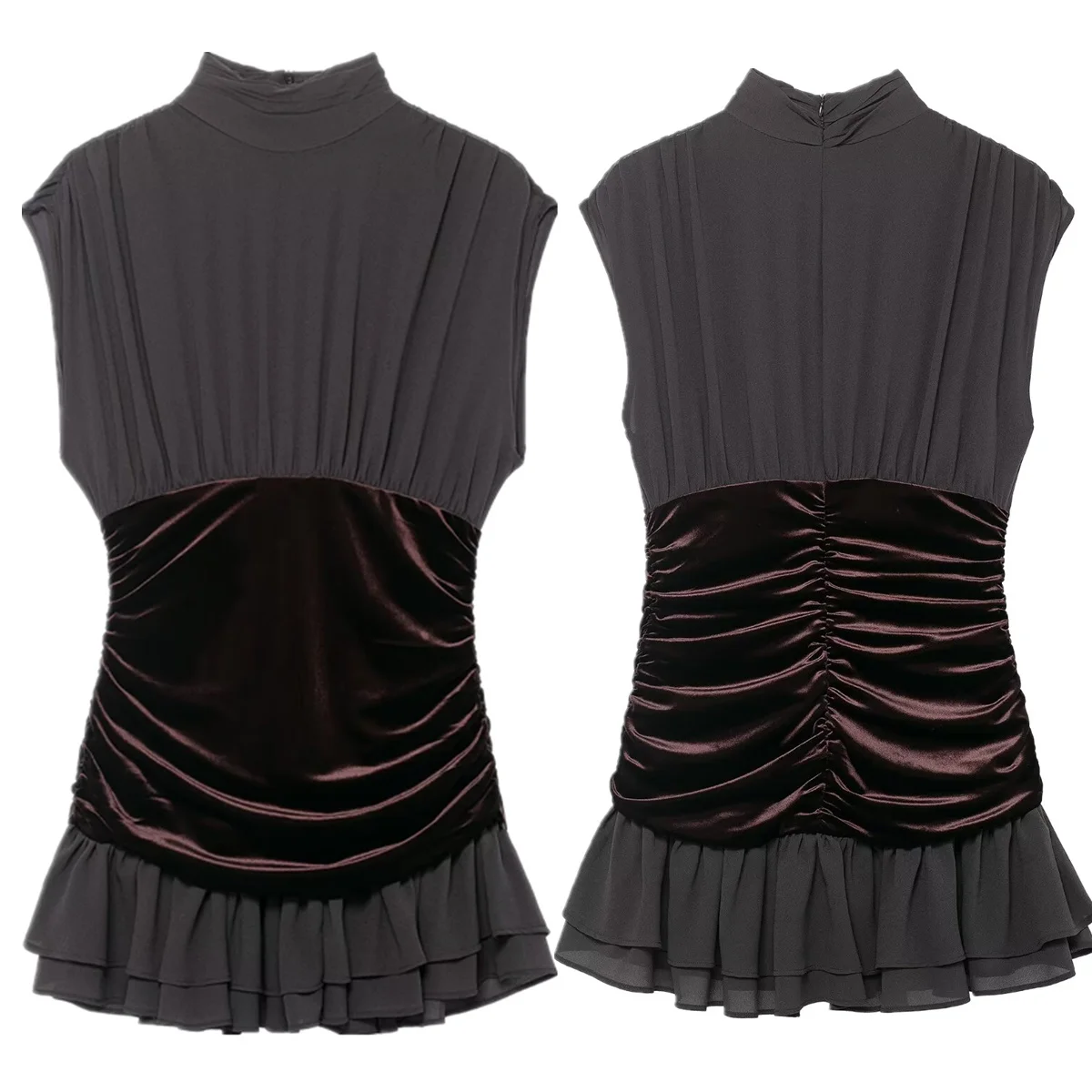 

Jenny&Dave French Elegant Splicing Pleated Velvet Party Dress Elegant Party Dresses Womens Dresses Sexy Mini Dress Vestidos Tops