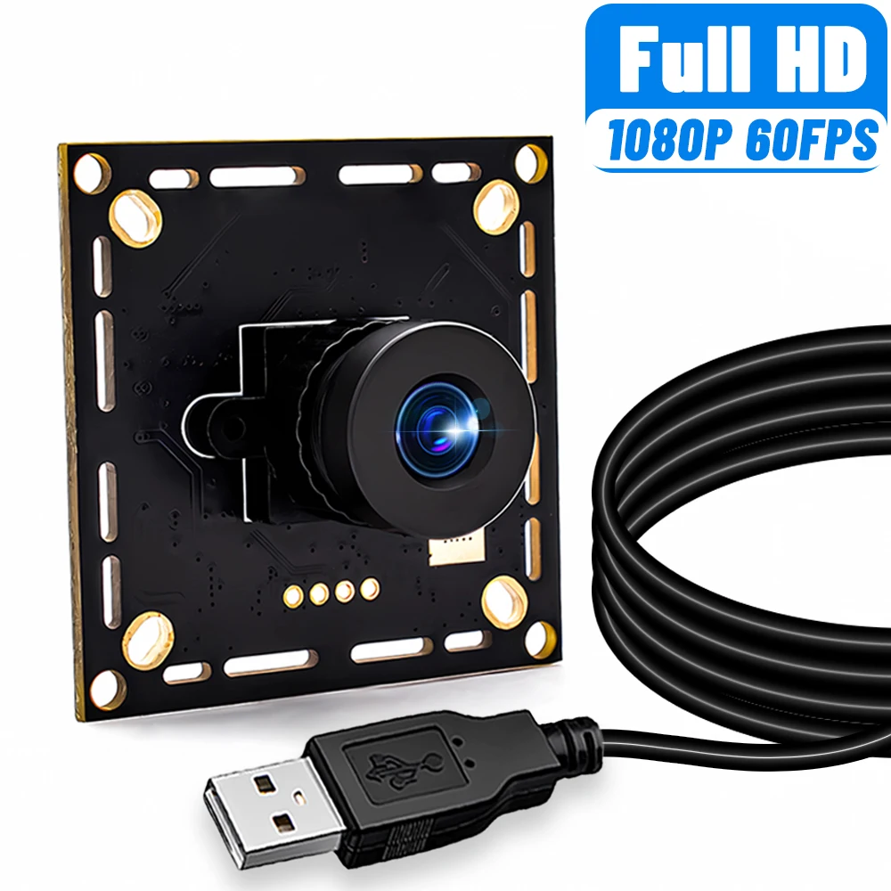 

WGWK 1080P 60FPS USB Camera Module With 4.6mm 63° No Distortion Lens High Speed UVC Plug Play AEC AEB AGC CCTV PCB Board Webcam