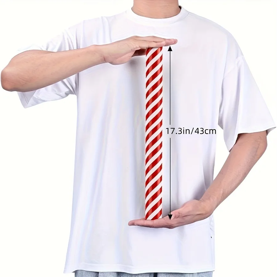 Rot-Weiß Gestreiftes Geschenkpapier - 44x300 cm, Weihnachten, Geburtstag, Party - Klassisches Zuckerstangen-Muster, Festliches Großpack – Detail 6