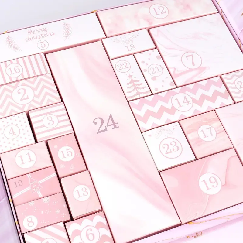 صندوق غامض للعد التنازلي لعيد الميلاد قابل للطي لمدة 24 يومًا، صندوق تقويم العد التنازلي الوردي #2
