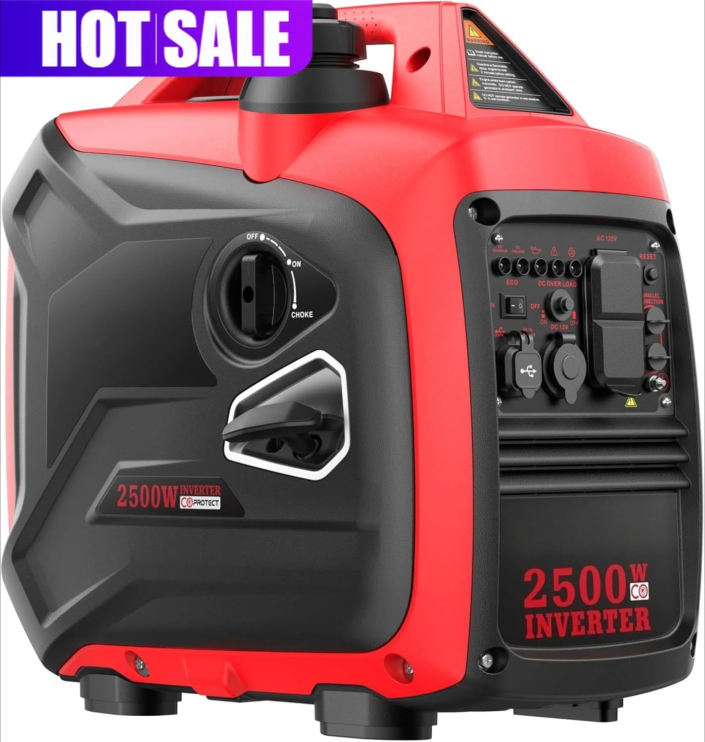 

2500-Watt Gas Powered Portable Inverter Generator, CO Sensor, Super Quiet for Home Backup, Emergency, Camping, EPA Compliant