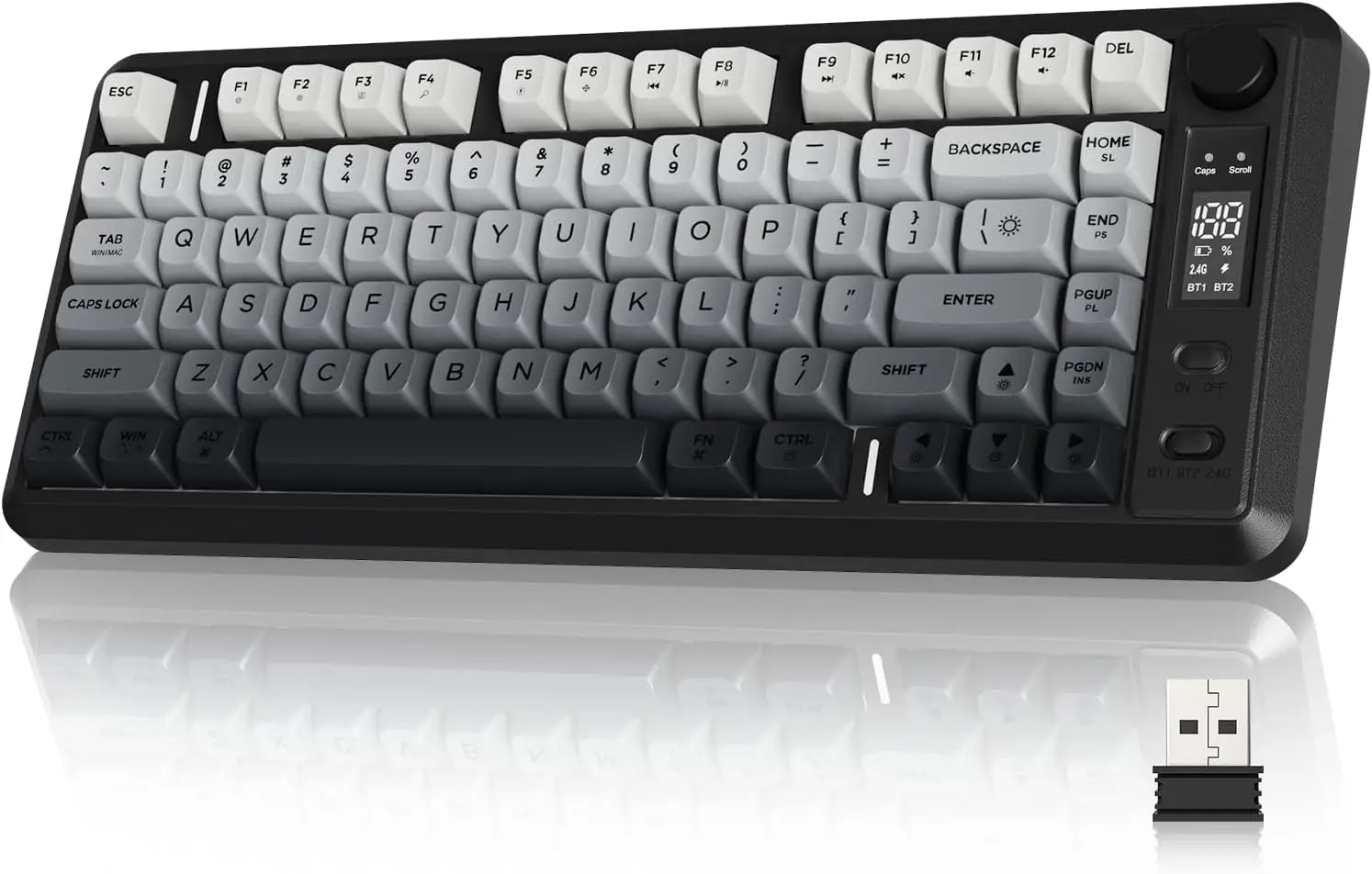 M75 Wireless Gaming Keyboard, RGB Backlit, 2000mAh, Mechanical Feel, PBT Gradient Keycaps, Smart Display & Knob for PC/Mac