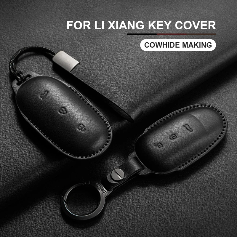 

Leather Car Smart Key Fob Case Cover For Li Auto LiXiang Li L6 L7 L8 L9 LiXiang One Car Key Holder Shell Keychain Accessories