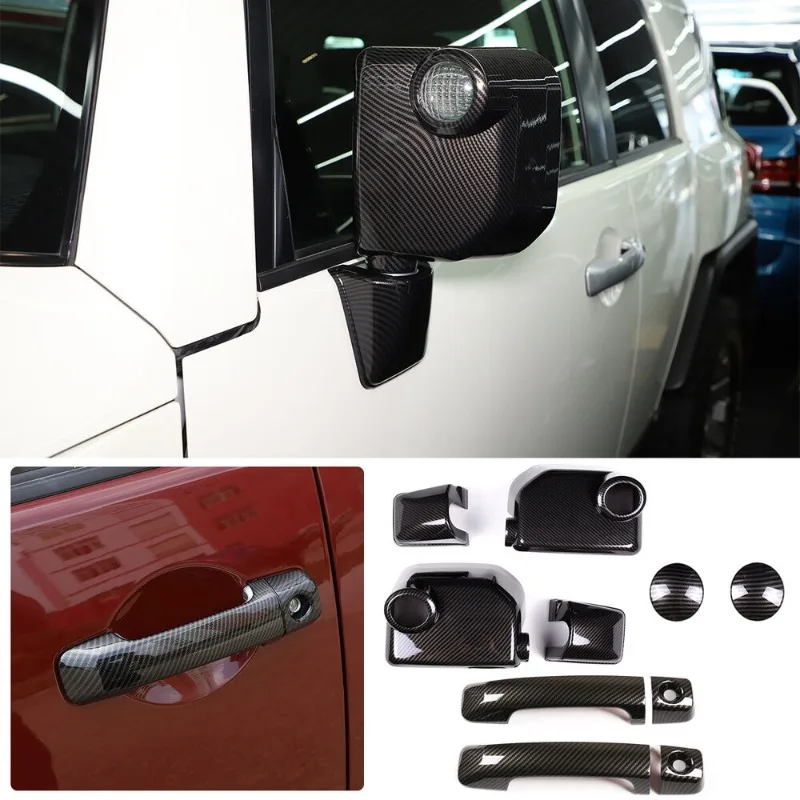 

For Toyota FJ Cruiser 2007-2021 ABS Carbon Fiber Car Mirror Door Handle Decoration Covers Kit Stickers Car Accessories