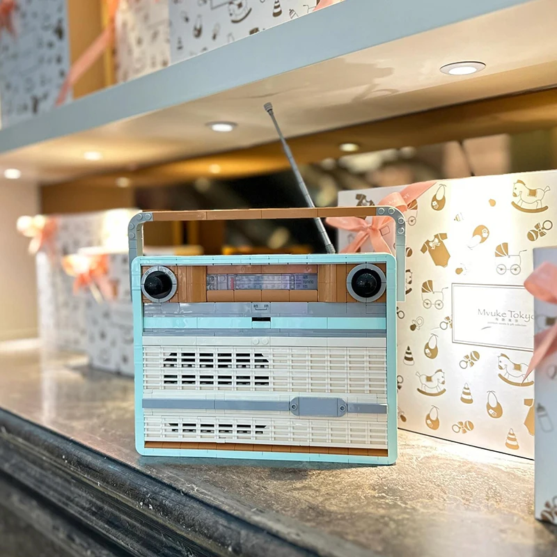 الإبداعية DIY 1970s الترانزستور الرجعية راديو نموذج اللبنات-ألعاب التجميع التعليمية لديكور المنزل على الموسيقى والهدايا