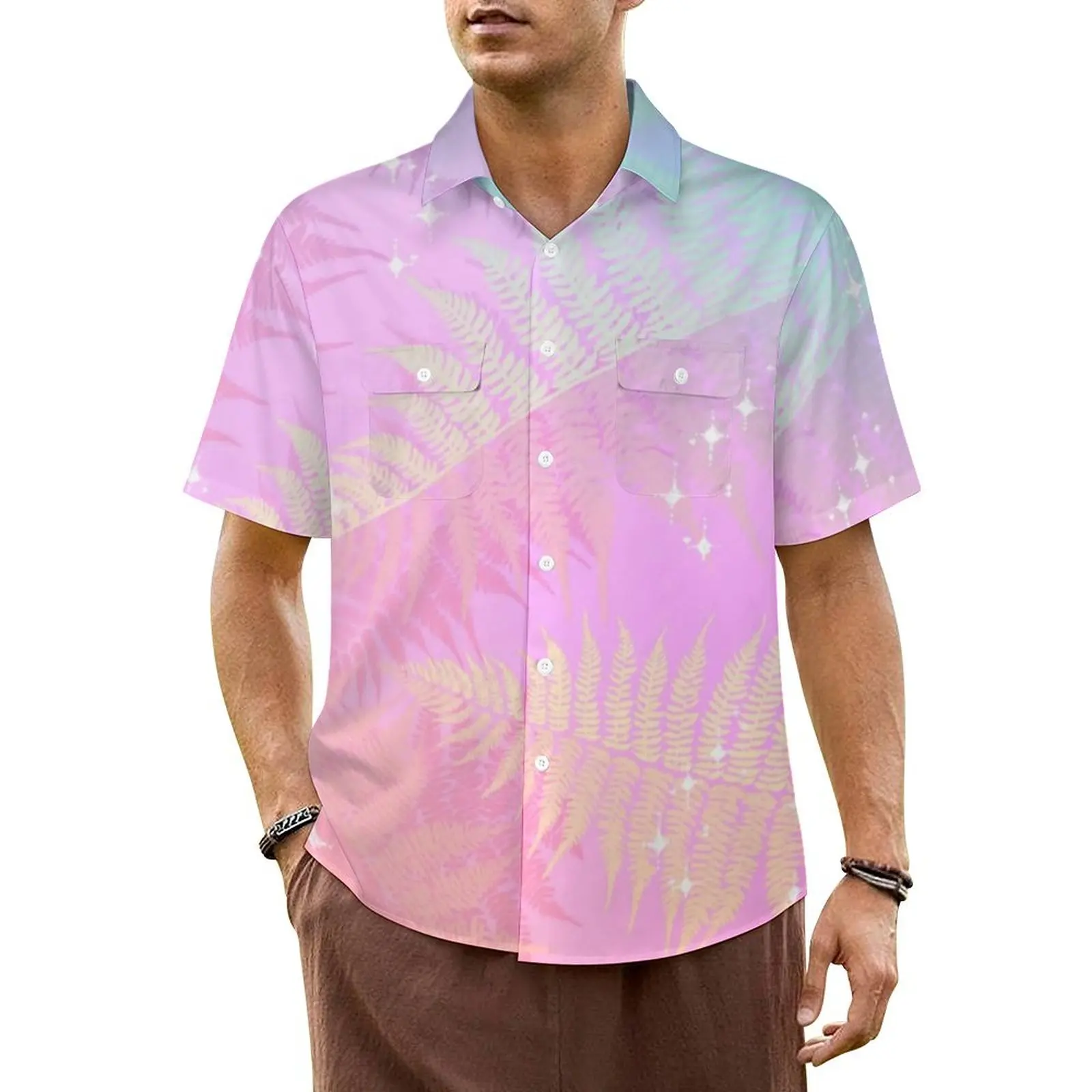 

Hawaiian Shirt Vacation Sunset Print Blouses Abstract Ombre Retro Casual Shirts Male Short Sleeves Y2K Street Oversize Top