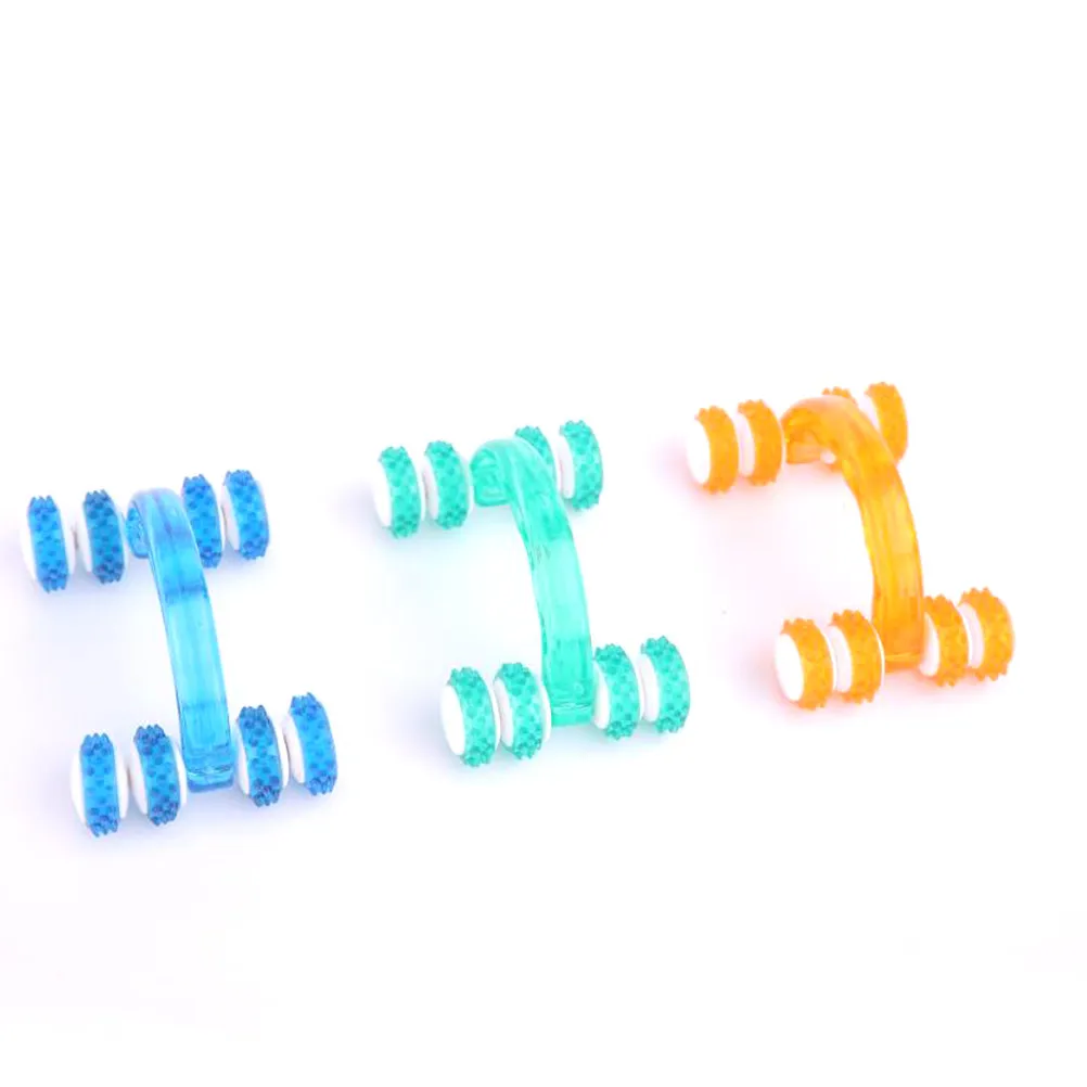 

Пластиковый роликовый массажер с двойной ручкой для снятия боли и расслабления плеч, ног и стоп