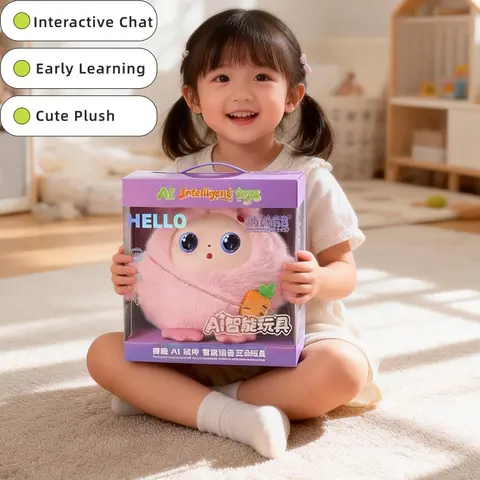 AI Plush Toy with Smart Voice And LED Eyes Interactive Companion Rechargeable E-Pet for Kids And Adults Cartoon EDE Gift