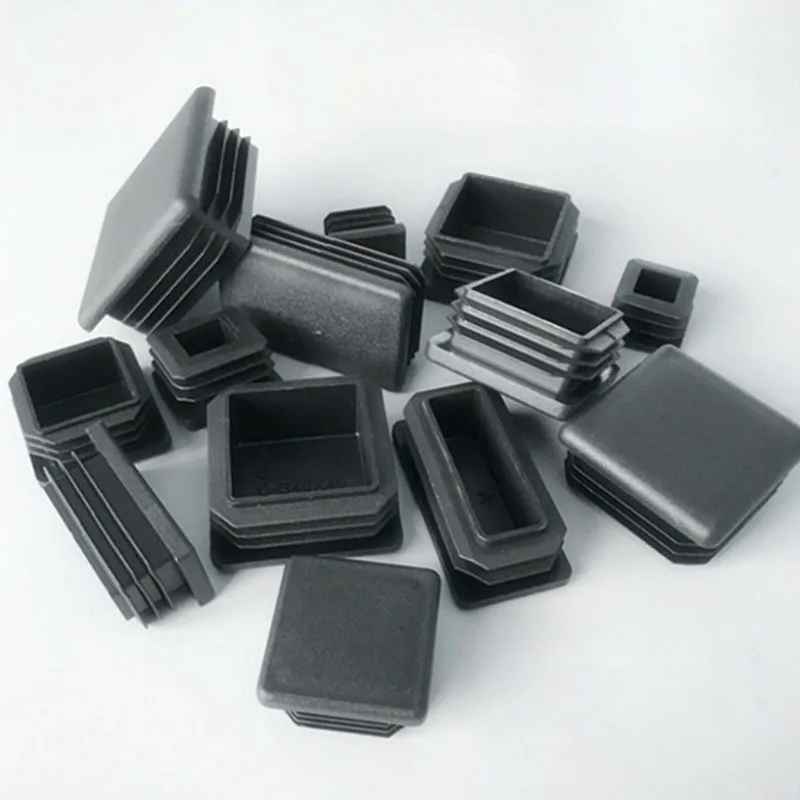 4Pcs Black Plastic Blanking End Caps Rectangular Pipe Tube Cap Insert Plugs Bung For Furniture Tables Chairs Foot Pads Protector