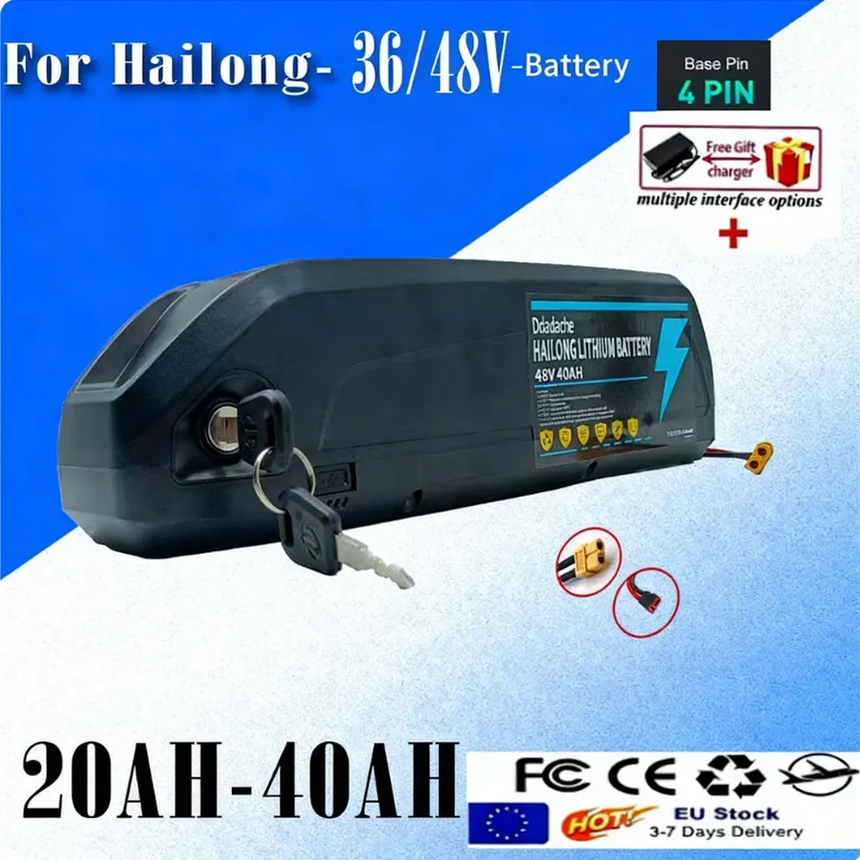 ? Hochleistungs-Hailong E-Bike-Akku 36V 48V 20Ah-40Ah Lithium-Akku für 500W-1500W ?   Motor Schnellladung Lange Reichweite