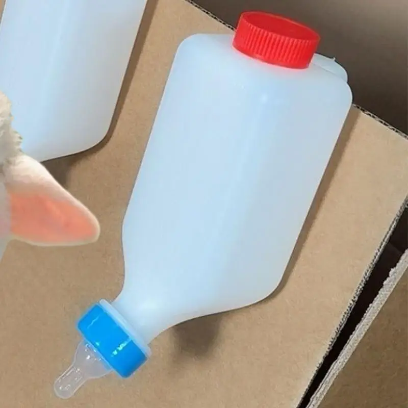 Lamb Milk Feeding Bottle With Clear Scale Silicone Nipple Lamb Nursing Drink Bottle Goat Calf Lamb Drinking Fountains Drinker