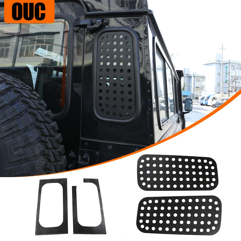 

2pcs Black Aluminum Alloy Car Rear Door Side Window Glass Protective Plate For Land Rover Defender 2004-2018 Exterior Accessorie