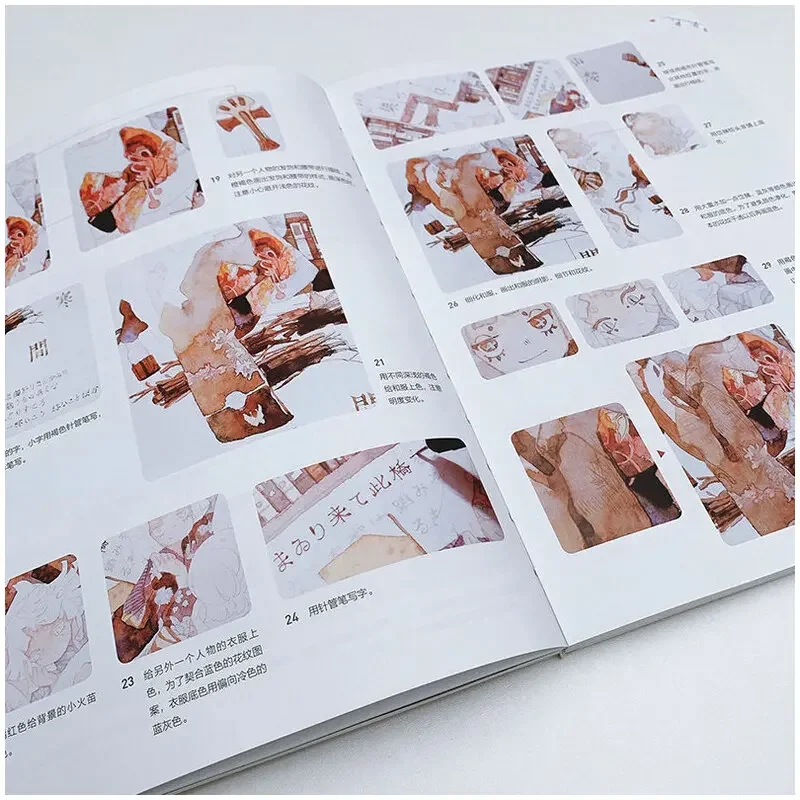 Wonderful Japanese Style Transparent Watercolor Tutorial Book Beautiful Girl Drawing illustration Set