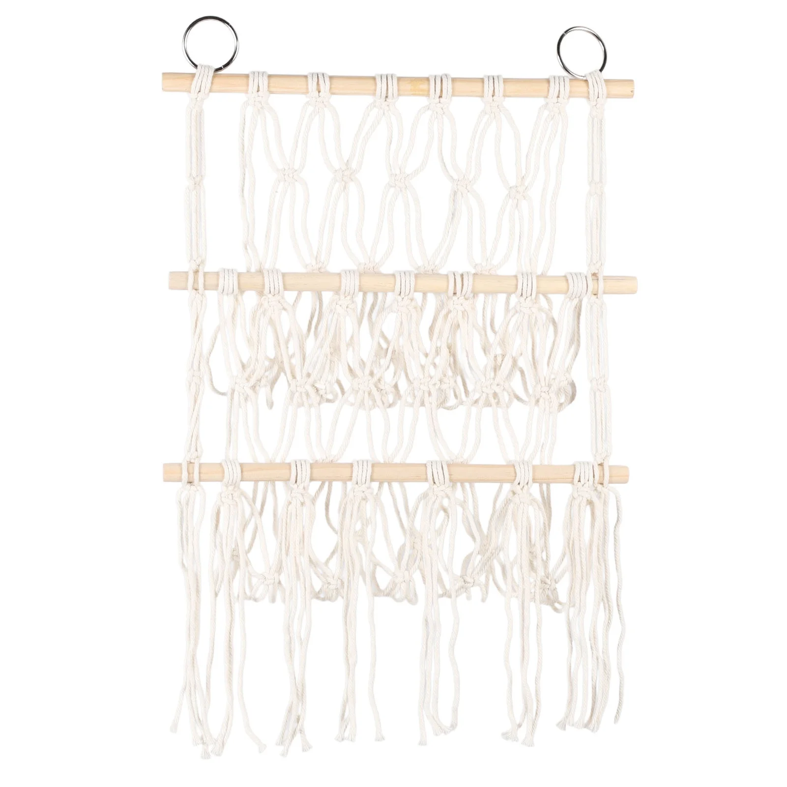 Multi Layer Stuffed Animal Toy Net Wall Hanging Organizer Plush Toy Display with Wooden Stick for Books Dolls Towels