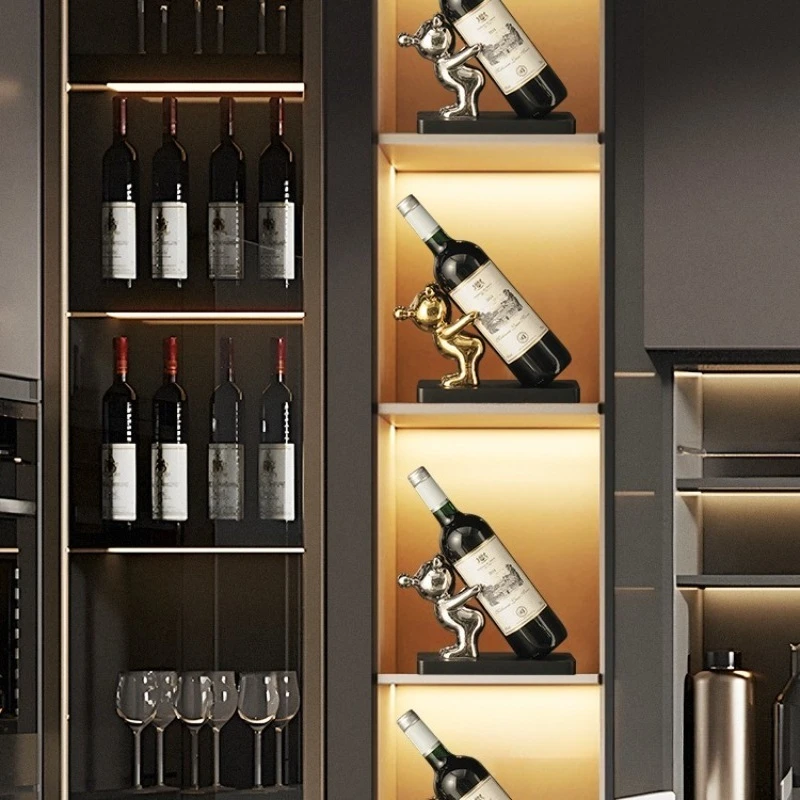 

Red wine rack ornament violent bear creative light luxury living room home entrance dining side TV cabinet wine cabinet