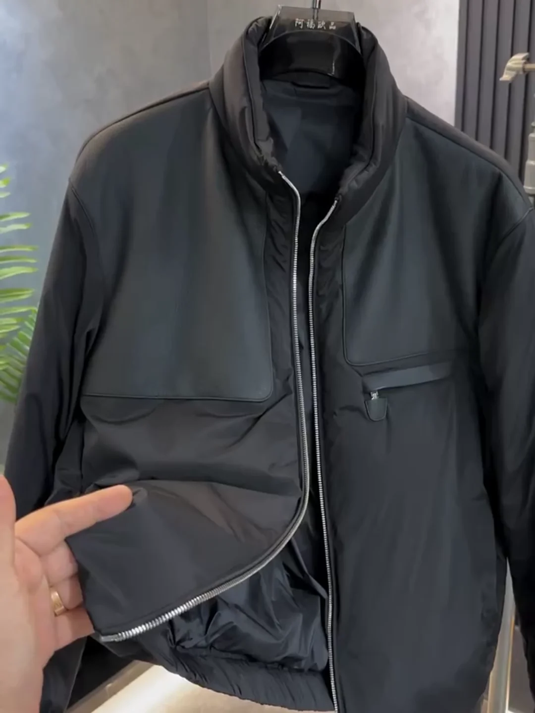 

Men's Goose down eepskin Trim Stand Collar Jaet Durable Water Repellent Stand Fit Autumn Winter Faion Outerwear