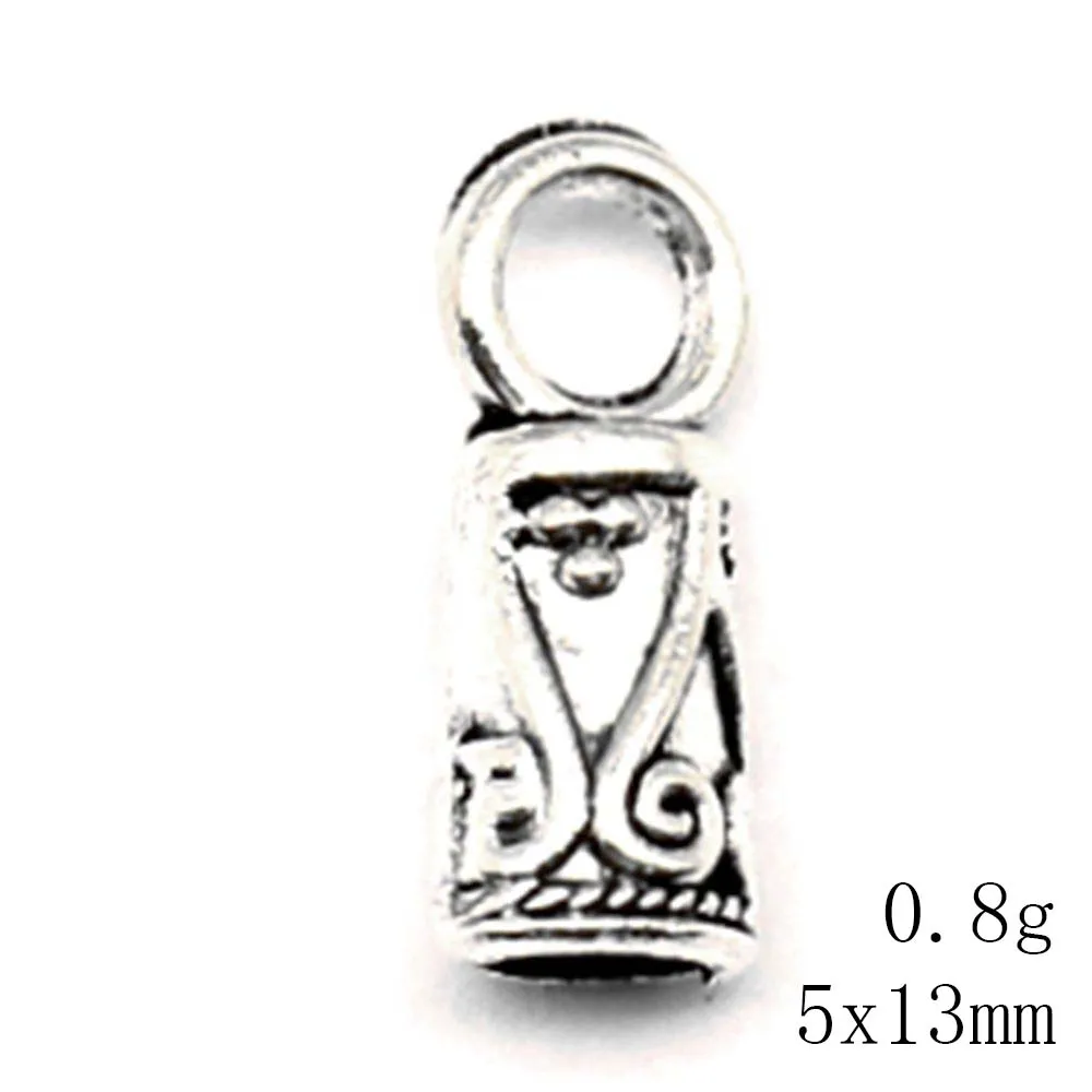 Tassel Cap Bead Caps Couple Pendants Car Accessori For Jewelry 5x13mm 20pcs Antique Silver Color