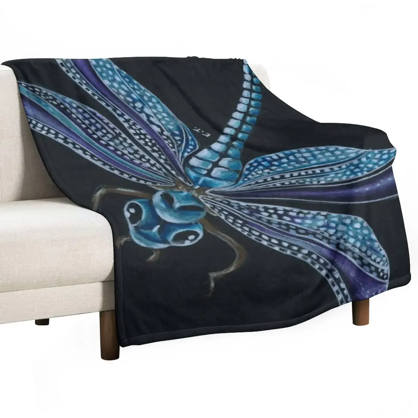 Dragonfly Magic Colored Pencil Art Throw Blanket Vintage Soft Big Luxury Brand Blankets