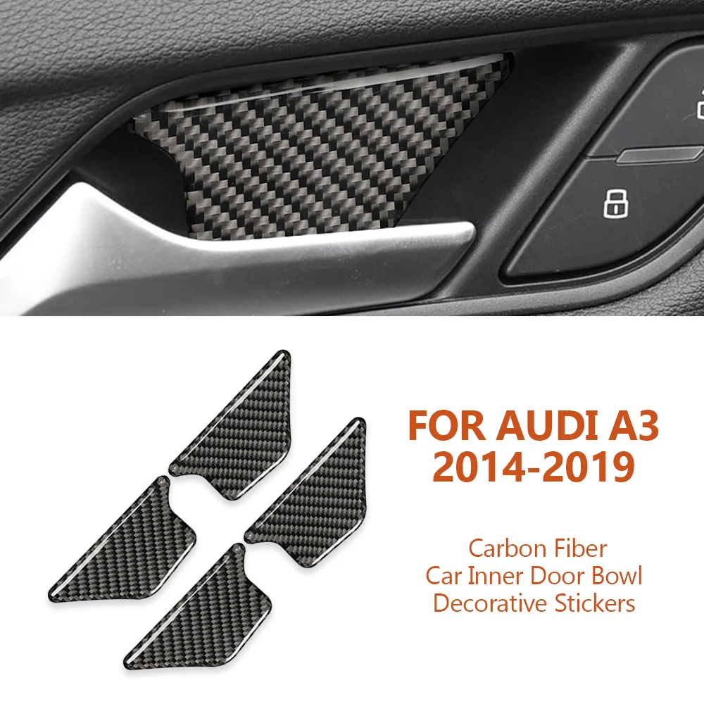 

For Audi A3 8V 2014-2019 Handmade Carbon Fiber Car Inner Door Bowl Decorative Stickers Auto Interior Modification Accessoriess