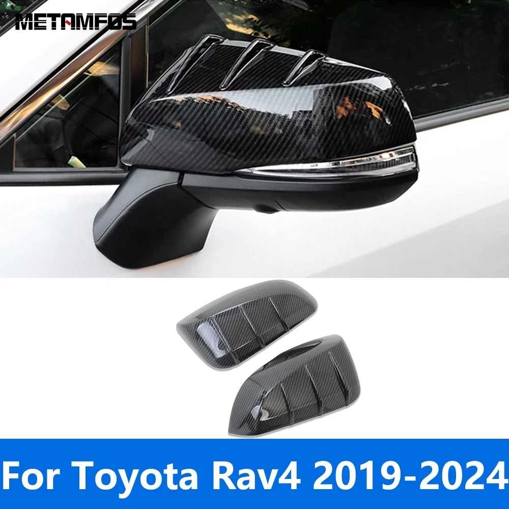 Rearview Mirror Cover Trim For Toyota Rav4 Rav 4 2019-2022 2023 2024 Carbon Fiber Side Mirror Protection Cap Car Accessories