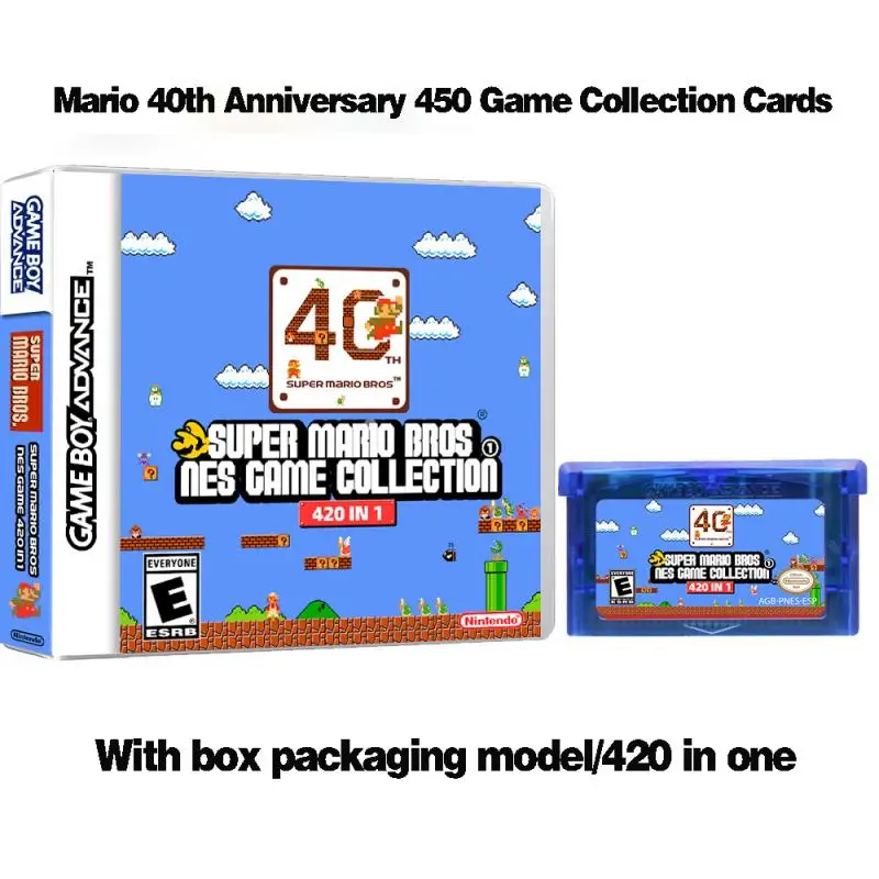 GBA Game Cartridge Video Game Console Card Mario 40th Series 420 450 in1 Suoer Mario Bros New Game Collection Prezenty Zabawki