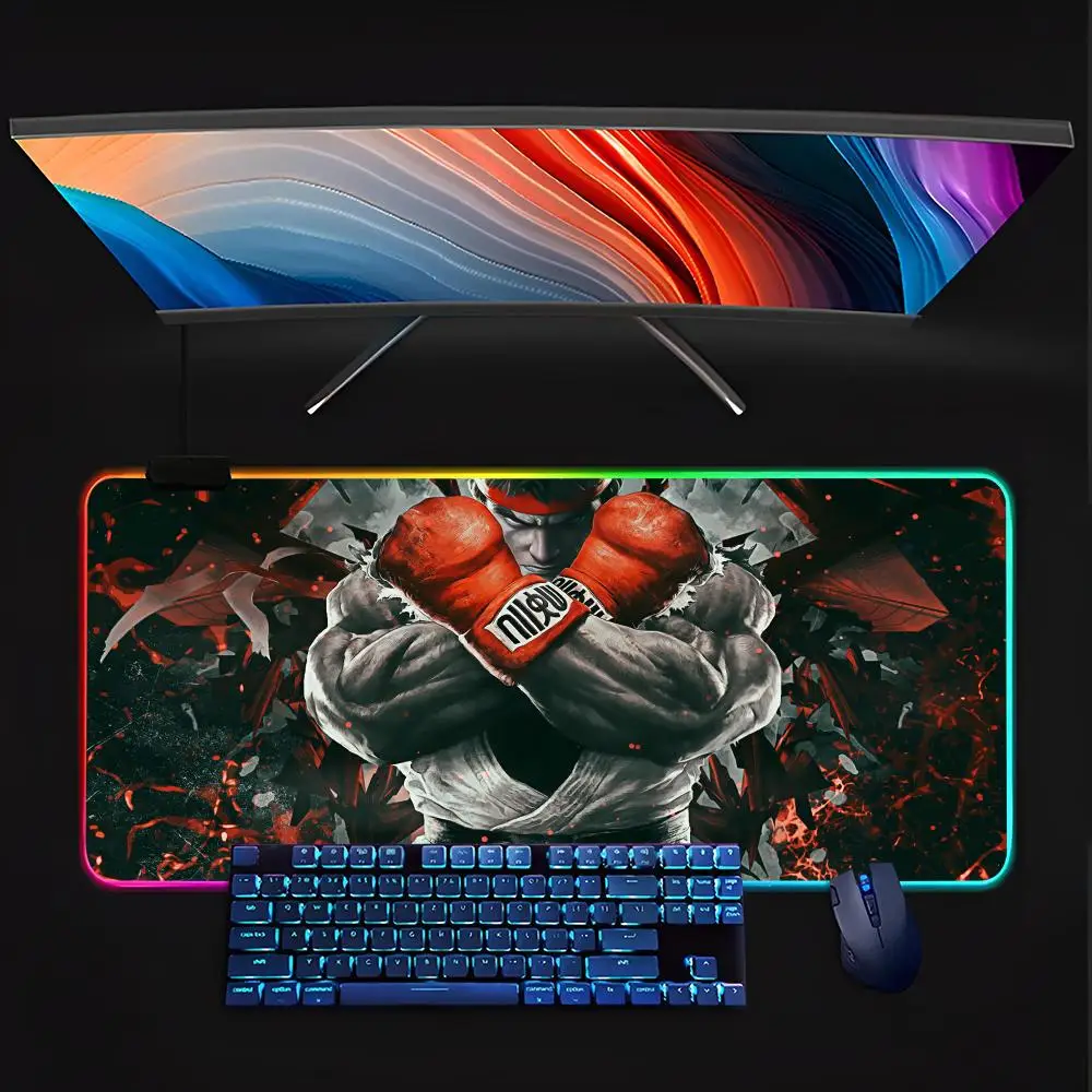 

Коврик для мыши Ryu с клавиатурой, RGB, светящийся резиновый коврик для геймеров, милый мультяшный игровой компьютер для мальчиков и девочек, праздничные подарки для друзей