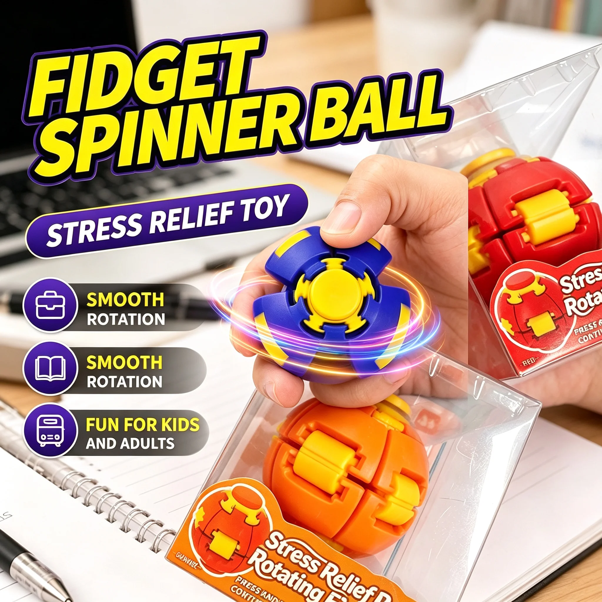 3D Printing Decompression Gyroscope Compression Rotating Ball, Pressing Gyroscope, Rotating Ball Toy