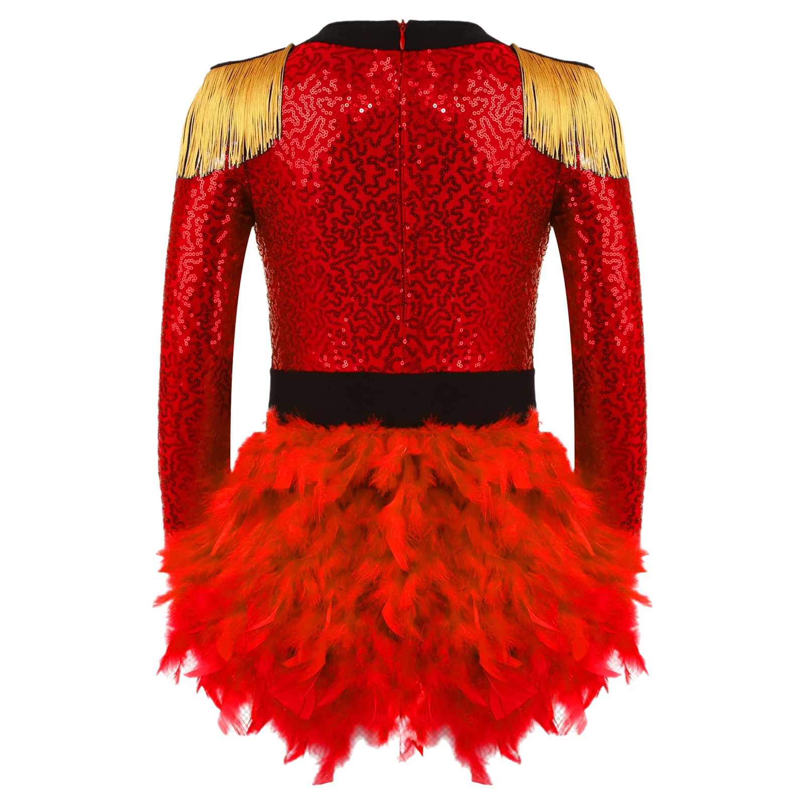 Girls Circus Performance Magician Costume Halloween Ringmaster Jumpsuit Lion Tamer Outfits Shiny Sequins Dance Leotard Dress