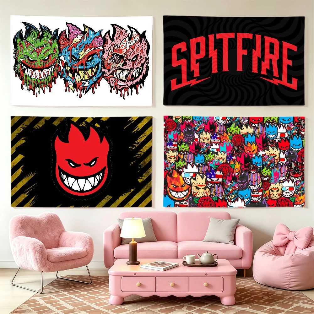 S-Spitfire Wheels Brand Flag Club Interior Wall Creative Pattern Living Room Wall Art Party Outdoor Decor