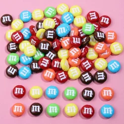 20/50pcs Resin Candy Chocolate Beads M Beans Flatback Cabochon Applique Figurines Ornament Jewelry Making Hairwear Accessorie